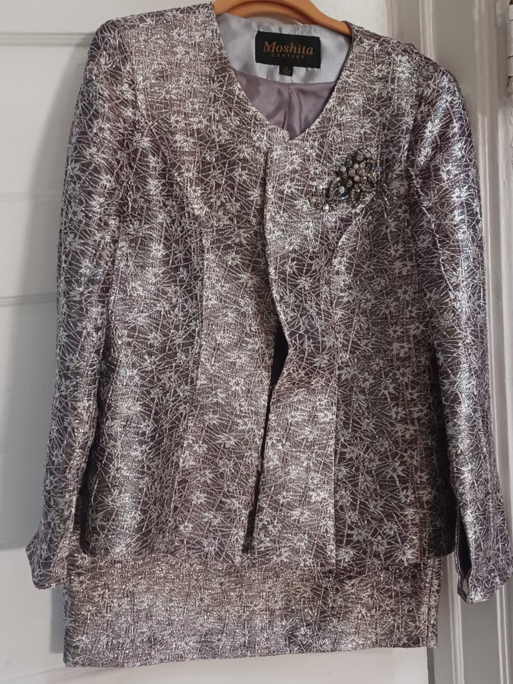Silver/Purple Skirt Set, sz 10 by Moshita Couture